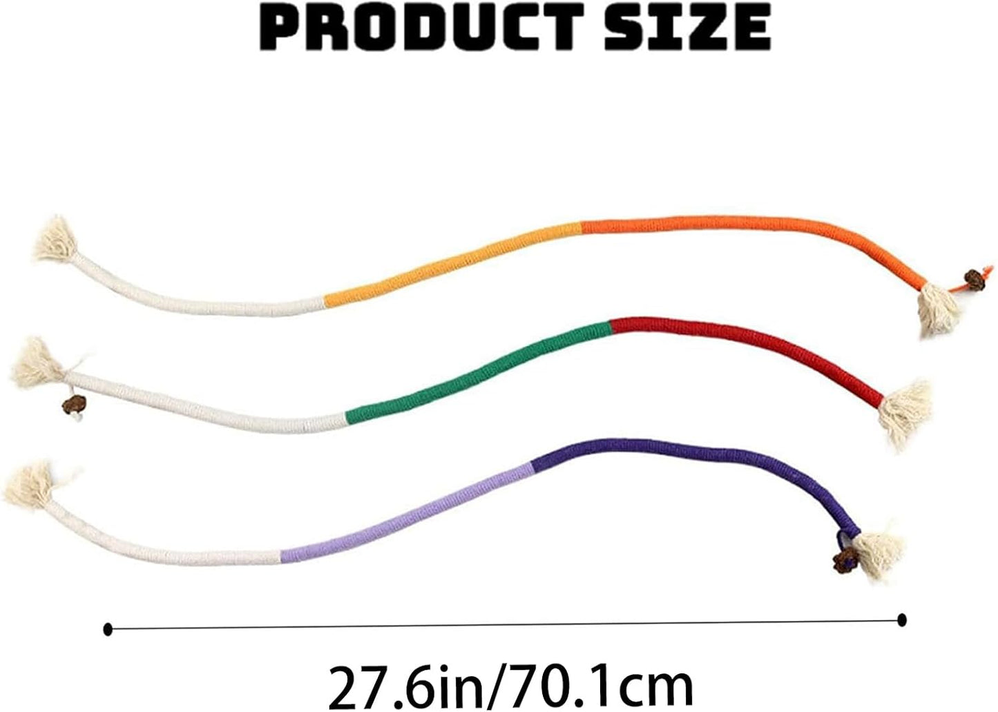 Generico Cat Chew Rope Toy, Kitten Teeth Cleaning Toy, 27.6 Inches Portable and Lightweight, 3 Interactive Bite Supplies for Small Medium Pets, Health Aid, Cats, Multicolor