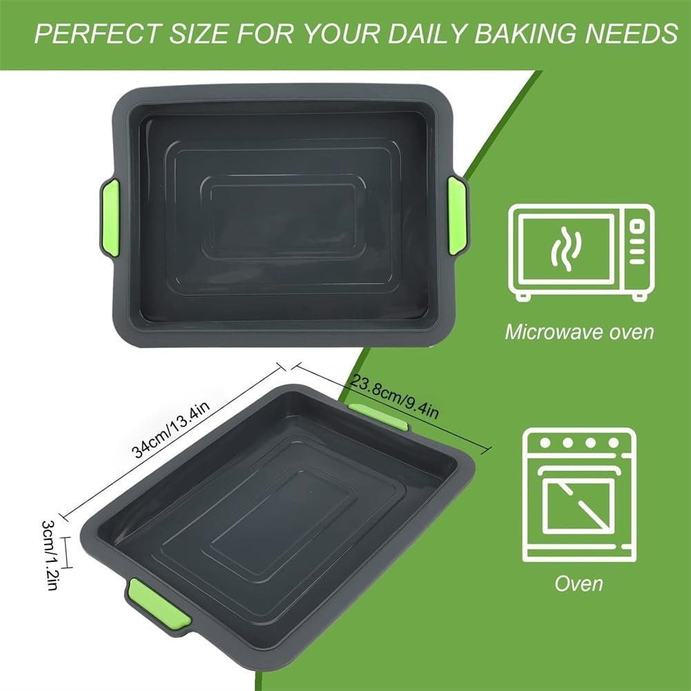 Baking Trays for Oven,Non Stick Baking Tray,Silicone Oven Tray,Baking Sheets with Silicone Handle Grips,Rectangle Cookware for Cake Focaccia Lasagne Muffins Brownie,Easy Clean Bakeware,34x23.8x3 cm