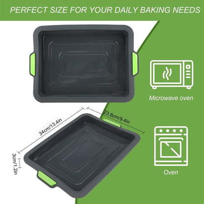 Baking Trays for Oven,Non Stick Baking Tray,Silicone Oven Tray,Baking Sheets with Silicone Handle Grips,Rectangle Cookware for Cake Focaccia Lasagne Muffins Brownie,Easy Clean Bakeware,34x23.8x3 cm