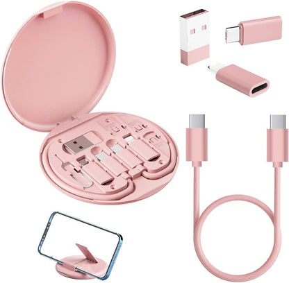 USB Adapter, Micro USB Charging Cable with USB C Adapter, USB to USB C Adapter for Apple/Andriod Devices, Multi Charging Cable Storage Box Contains SIM Card Holder