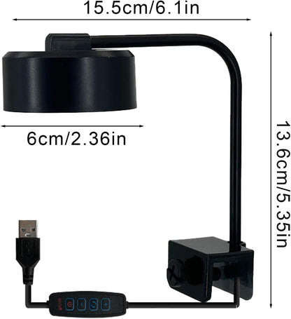 LED Aquarium Light, Saltwater Fish Tank Lamp, 6.1x2.36x5.35 inches Smart 3 Modes Brightness Adjustable Lighting, 360 Degree Flexible Arm, Marine Aquarium Lights for Shrimp