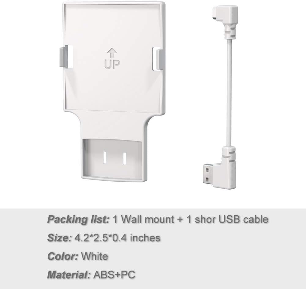 Outlet Mount for Ring Bridge, No Drilling and Speace Saving Wall Mount Holder with Short Cable for Ring Smart Lighting Bridge (1 Pack)
