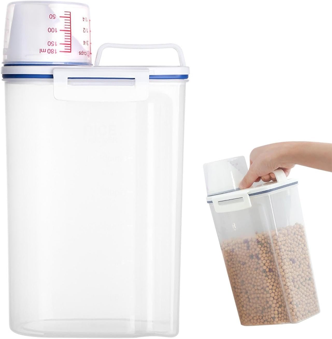 Rice Bin,Rice Storage Bins with Pourable Spout,Cereal Containers Dispenser,Sealed Rice Bi-n Refrigerator Storage for Flour, Cereal, Pasta, Kitchen Pantry Organization(800-1000ML)