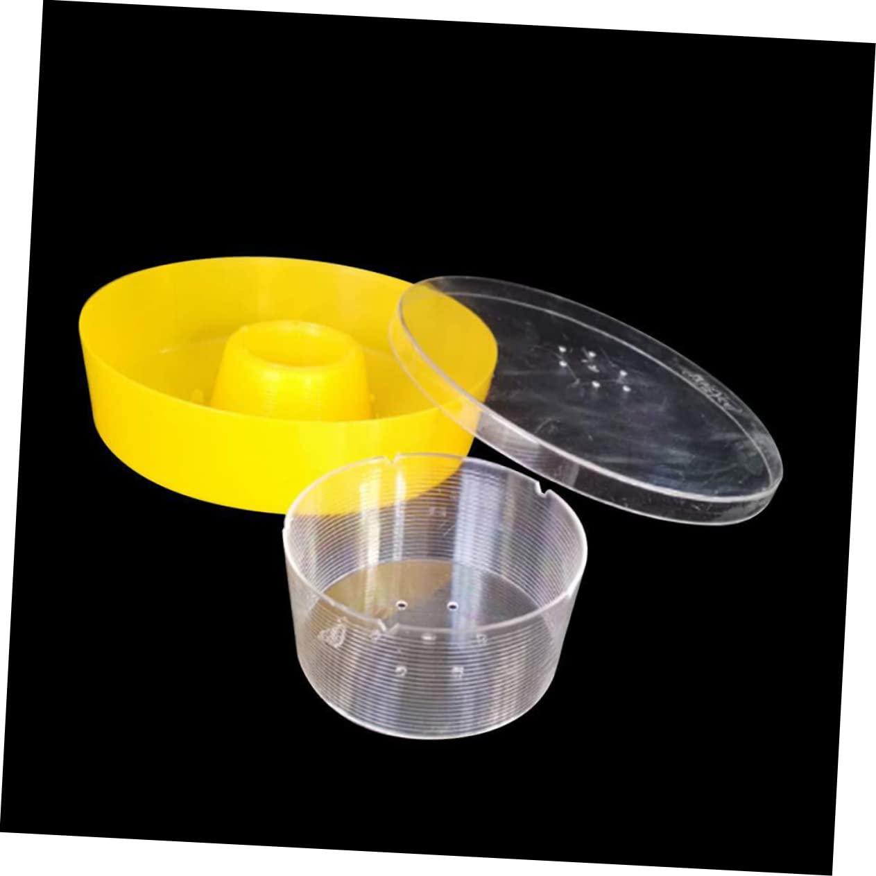 Toddmomy 2 Pezzi Mangiatoia Per Api Foraggio Alimentatore Piatto Di Cibo Per Api Ciotola D'acqua Di Api Ciotola Rotonda Per L'acqua Delle Api Custodia Cibo Per Le Api Superiore Giallo