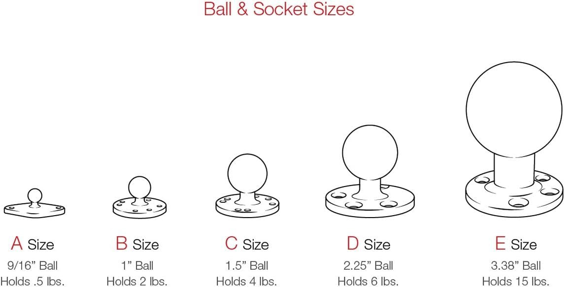 Ram Mount 1-Inch Diameter Ball Mount with 2/2.5-Inch Round Base