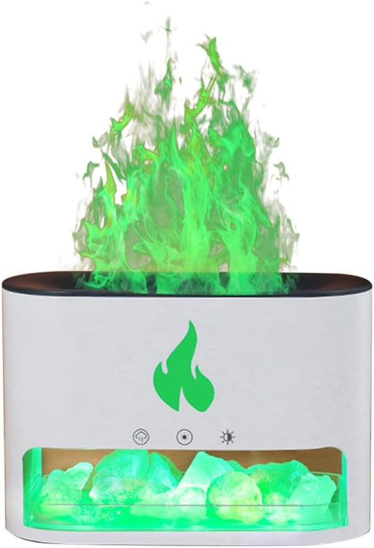 Chesoon Aromatherapy Diffuser Air Humidifier Flame Essential Oil Dispenser Switchable LED Colors Crystal Salts Lamp Decoration Color White