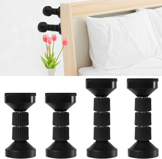 4PCS Adjustable Threaded Bed Frame Anti-Shake Tool for Bed,Danzix Headboard Stoppers Headboards Prevent loosening Anti-Shake Fixer,40-100mm (Black)