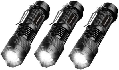 LED Flashlight Mini Flashlight 300 Lumen Portable Tactical Zoomable Pocket Flashlight Light Adjustable Focus for Kids Camping Emergency Travel Hiking Flashlight Lights（3 Pack）