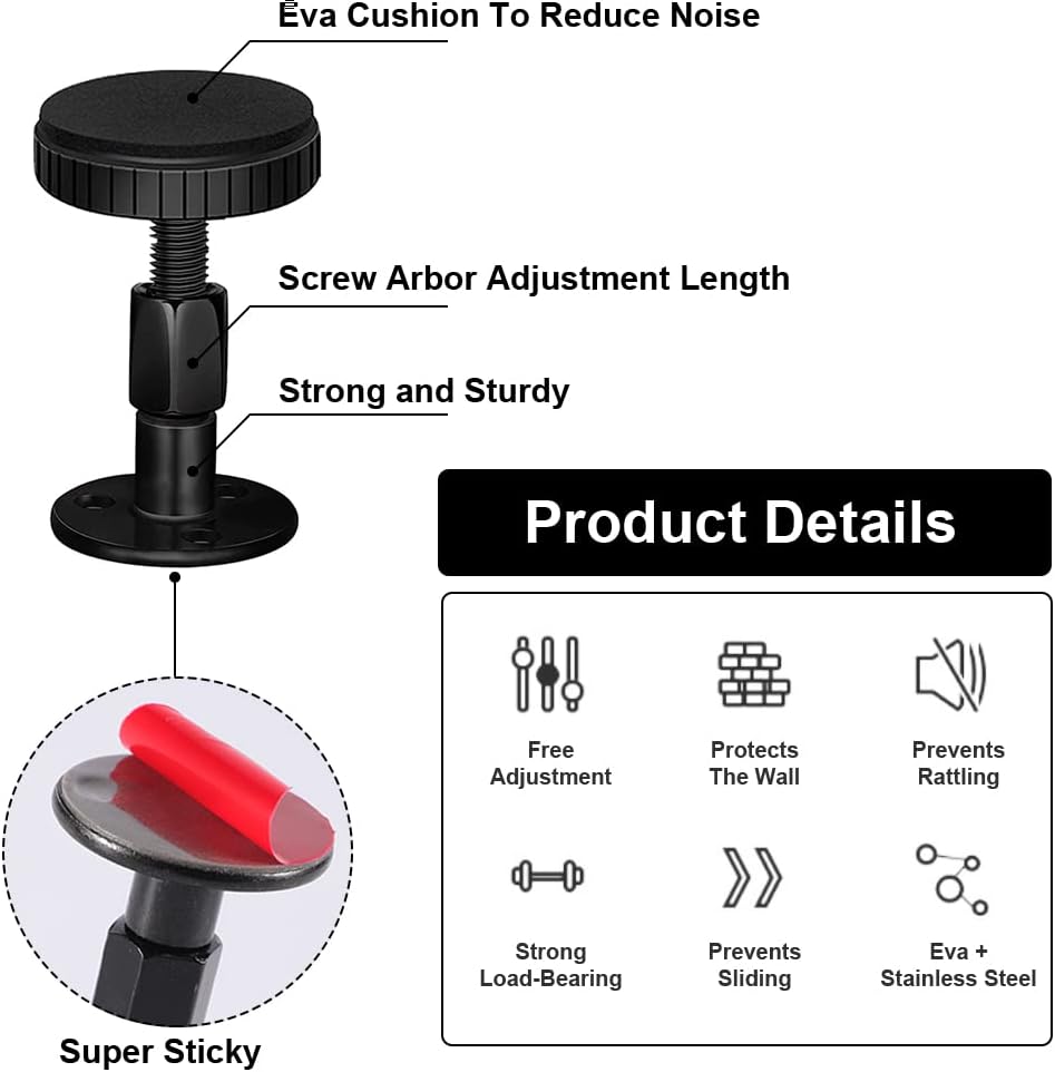 4 Pieces Adjustable Threaded Bed Frame 46-64mm Anti-Shake Tool Mute Noise Reduction, Adjustable Threaded Bed Frame, Easy to Install Stopper for Beds, Sofas, Tables, Walls