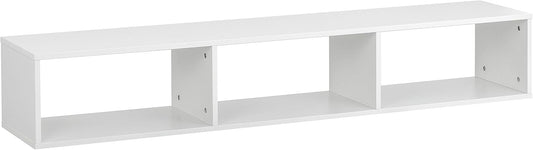 Baroni Home Hanging TV Cabinet with 3 Compartments, Hole for Passage Cables, MDF TV Wall Console for Bedroom, Living Room, Kitchen, White, 152 x 30 x 25 cm
