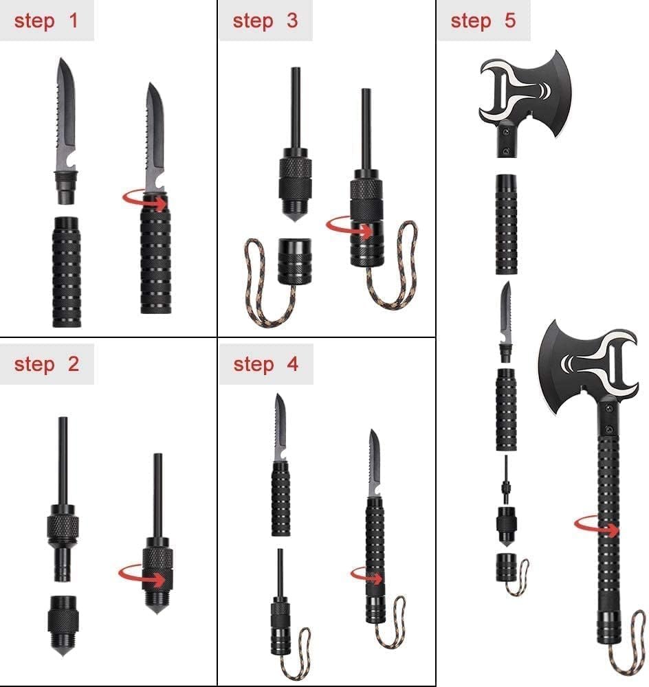 SHINOSKE Camping Axe,Survival Hatchet,Folding Portable Tactical Axe,Multi-Tool,Camping Hatchet with Hammer for Outdoor Hiking Camping Hiking