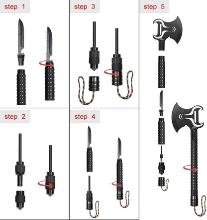 SHINOSKE Camping Axe,Survival Hatchet,Folding Portable Tactical Axe,Multi-Tool,Camping Hatchet with Hammer for Outdoor Hiking Camping Hiking