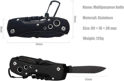 HONZIN Multitool Knife Camping 15 in 1 Multi Purpose Pocket Tool Antirust Black Oxide Swiss Style Pocket Knife for Survival Fishing Car Travel