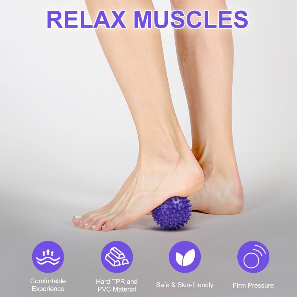 URAQT Massage Balls, 2 Pieces Lacrosse Ball Massage Ball Muscle Massage Ball for Self-Massage, Massage Balls Set of Massage Balls for Muscle Recovery (Purple)