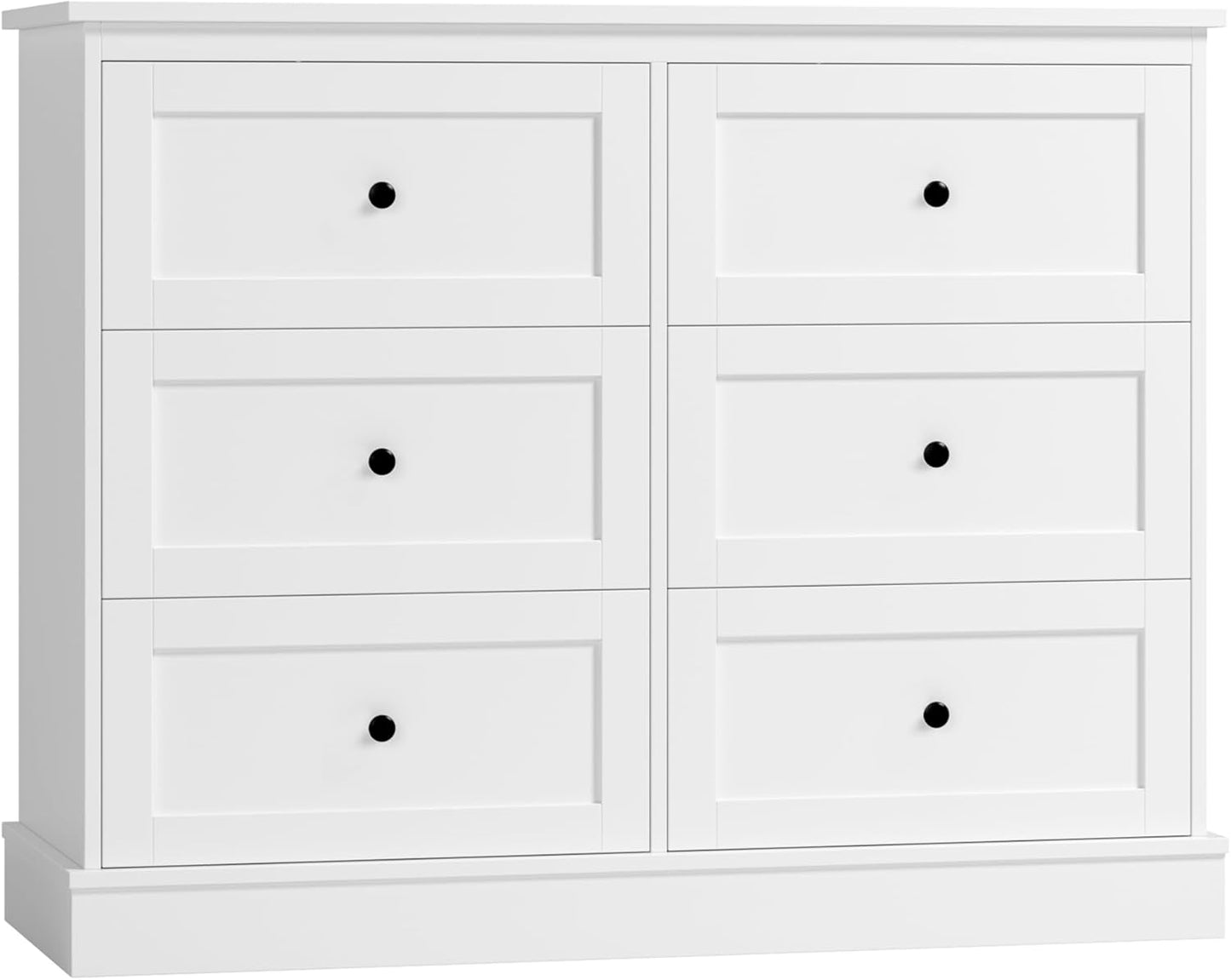FOREHILL White Chest of Drawers with 6 Drawers, Wooden Bedroom Chest, Modern Style, Furniture with Drawers for Hallway, Bedroom, Living Room, Shipped in 2 Packages 108 x 40 x 87 cm