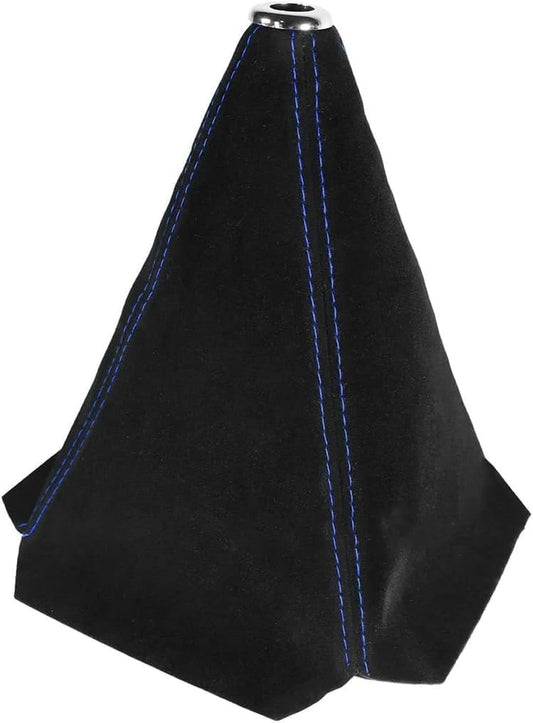 TSUGAMI Car Shift Boot Cover, Suede Leather Shift Knob Boot Dust Cover, Universal Manual/Auto Shifter Boot Sleeve Replacement, Handbrake Gaiter Boot Dust Cover Car Interior Accessories (Black/Blue)