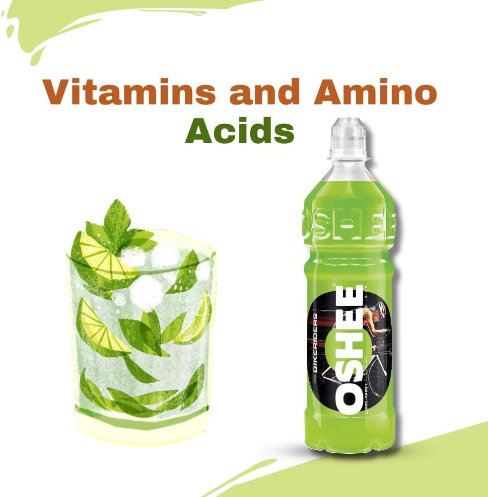 OSHEE LIME isotonic Drink 750ml (Pack of 6) - Addition of vitamins and L-carnitine – Sugar Free – Hydration – Vitamin Drinks