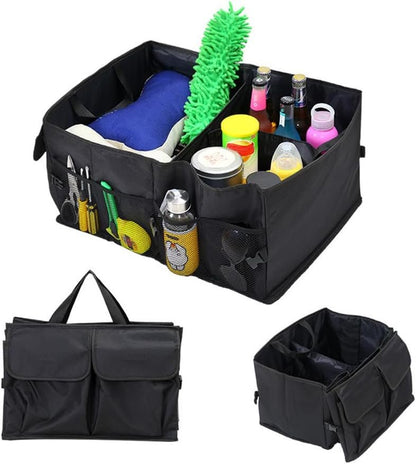 Car Boot Organiser, Car Trunk Organizer, Foldable, Multi-Compartment. Car Boot Organiser SUV, Car Storage, With Adjustable Fixing Strap, Waterproof and Non-Slip, Suitable For Suv, Car, Truck, Sedan
