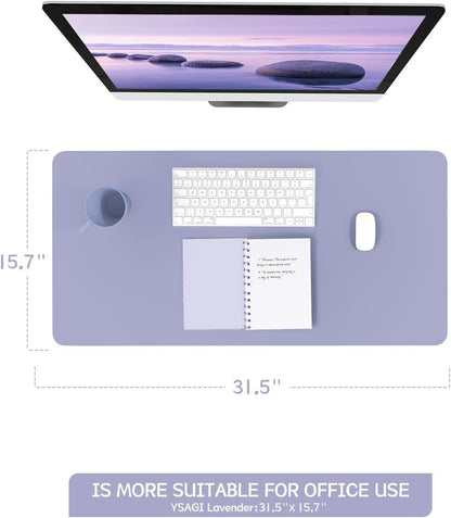 YSAGi Non-Slip Desk Pad,Mouse Pad,Waterproof Leather Desk Table Protector,Ultra Thin Large Desk Blotter, Easy Clean Laptop Desk Writing Mat for Office Work/Home/Decor(Lavender, 31.5" x 15.7")