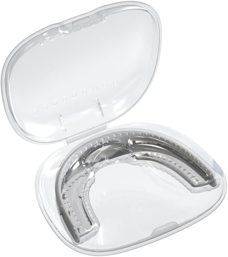 AMSLSIU Dispositivo di russamento da viaggio Tappo di protezione per russare silenzioso Tutore orale professionale Bocca correttiva Aiuto per il sonno Donna Uomo Adulto, Bianco