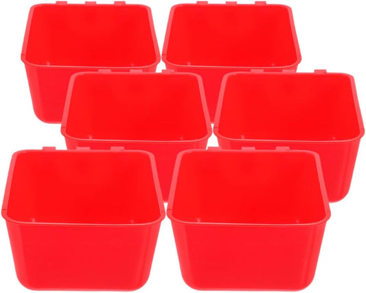TOGEVAL 6pcs Hanging Bird Cage Food Bowl Pet Water Cup Feeding Watering Bowl for Rabbits Birds Chicken Coop Feeder Bowl for Small Animals Easy to Install and Remove