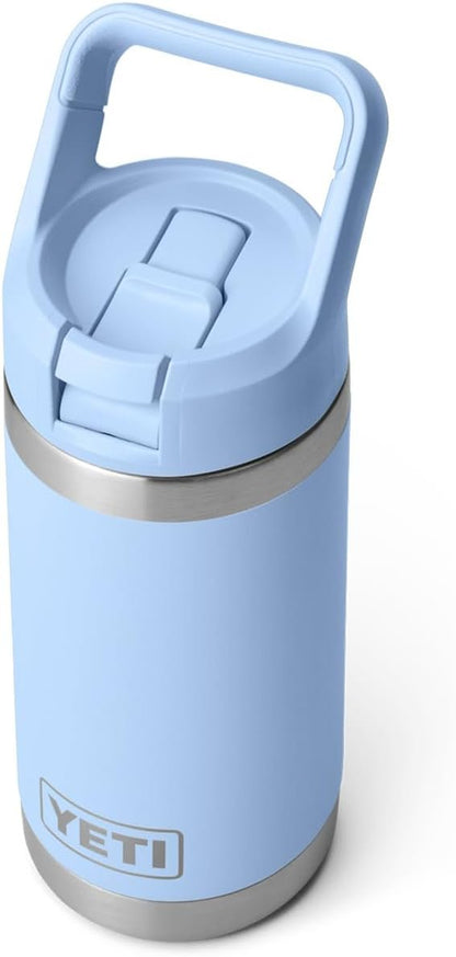 YETI Rambler Jr. 12 oz Kids Bottle, with Straw Cap, Big Sky Blue