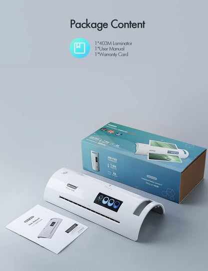 Laminator Machine, SINOPUREN Laminating Machine, Thermal Lamination 9-inch Quick 1min Warm-up JamFree-Tech Personal Lamination Work with 3mil 4mil 5mil Pouches, School/Office/Home use, White