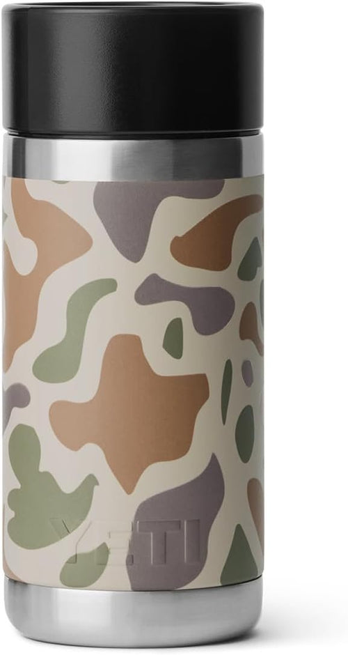 YETI Rambler 12 oz Bottle, Stainless Steel, Vacuum Insulated, with Hot Shot Cap, Tan Camo