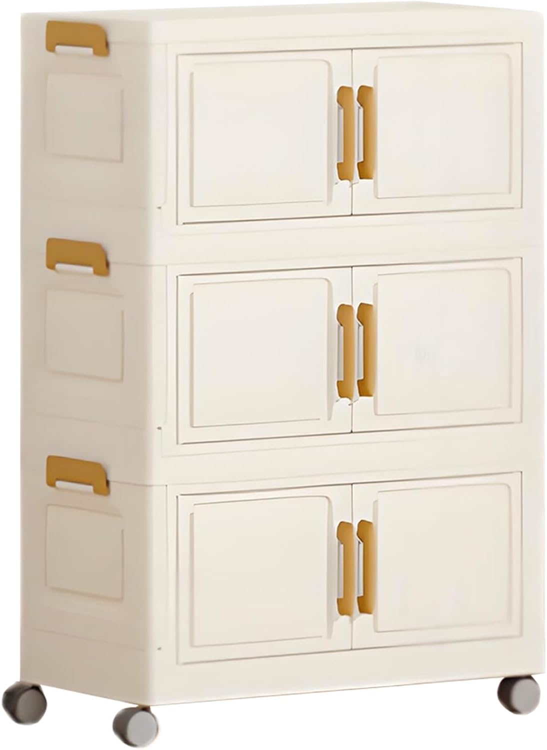 3 Tier Stackable Storage Bins with Lids, Storage Box-Closet Organizers with Wheels Heavy-Duty Collapsible Containers with Doors for Home Organization, Bedroom, Office, Dorm