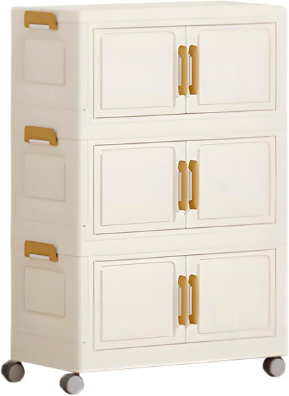 3 Tier Stackable Storage Bins with Lids, Storage Box-Closet Organizers with Wheels Heavy-Duty Collapsible Containers with Doors for Home Organization, Bedroom, Office, Dorm