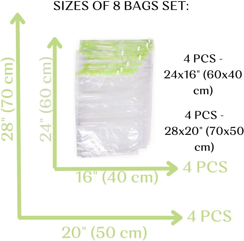 8 Space Saver Bags, No Vacuum Needed, Roll-Up Compression Packing, Travel Essentials, for Suitcases