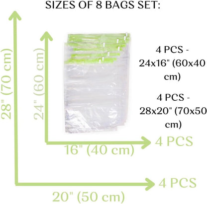 8 Space Saver Bags, No Vacuum Needed, Roll-Up Compression Packing, Travel Essentials, for Suitcases