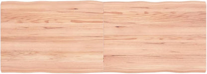 Light Brown Solid Wood Table Top 140 x 50 x (2-4) cm, Treated with Live Edge, Perfect for Kitchen Dining, Desk Surface, Replacement Tabletop, Versatile Use