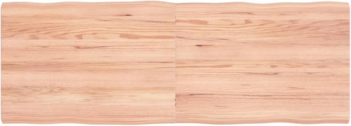 Light Brown Solid Wood Table Top 140 x 50 x (2-4) cm, Treated with Live Edge, Perfect for Kitchen Dining, Desk Surface, Replacement Tabletop, Versatile Use