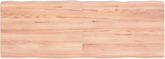 Light Brown Solid Wood Table Top 140 x 50 x (2-4) cm, Treated with Live Edge, Perfect for Kitchen Dining, Desk Surface, Replacement Tabletop, Versatile Use