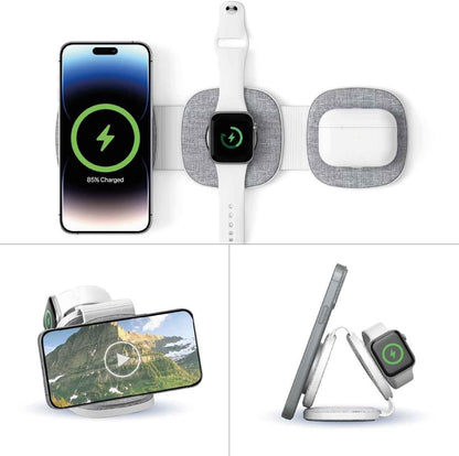 Laser 3 in 1 Travel Wireless Charging pad, USB-C, Apple, iPhone, Apple Watch, Airpod, Travel, Foldable, Carry Bag