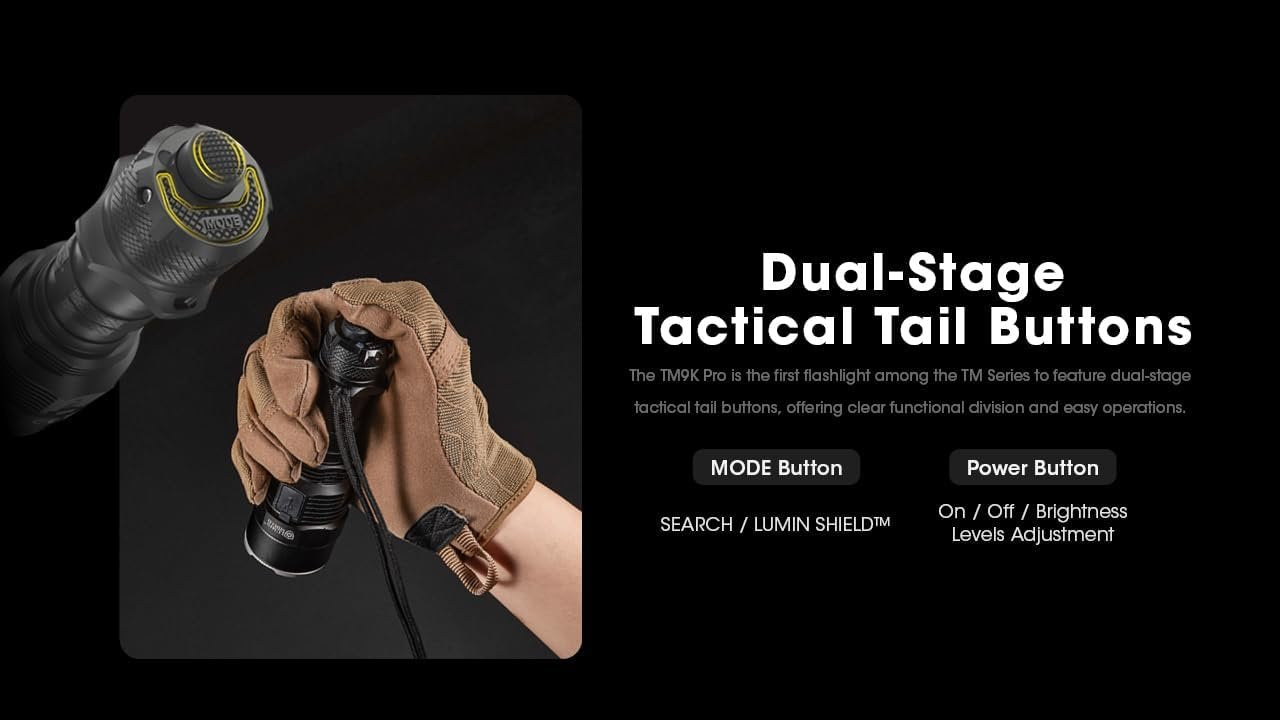 Nitecore TM9K Pro 9900 Lumen High Lumen Tactical Flashlight Sticker, Fast-Charging USB-C for Search and Rescue