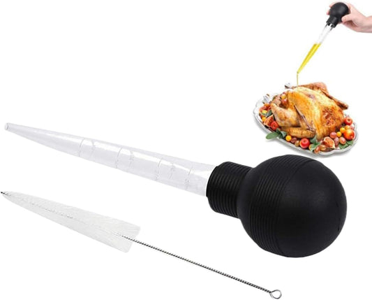 Turkey Baster, Food Injector Syringe, 4.53in Kitchen Cooking Basters, Easy to Clean with Cleaning Brush, Basting Meat and Hot Liquids for Essential Accessory