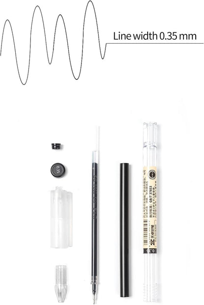 BEMLP Gel Ink Pen Extra Fine Point Pens Ballpoint Pen 0.35mm Black for Japanese Office School Stationary Stationery Supply 12 Pieces