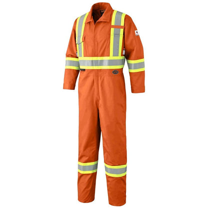 Pioneer Easy Boot Access UL ARC 2 Flame Resistant Work Coverall, Lightweight High Visibility Premium Cotton Nylon, Orange, 48, V2540650-48