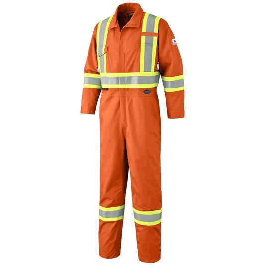 Pioneer Easy Boot Access UL ARC 2 Flame Resistant Work Coverall, Lightweight High Visibility Premium Cotton Nylon, Orange, 48, V2540650-48
