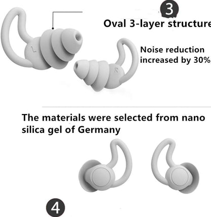 Reusable Safe Silicone High Fidelity Earplug, for Sleeping (Reduce 40dB), Swimming, Studying, Concerts, Noise Cancelling and Hearing Protection (Gray)