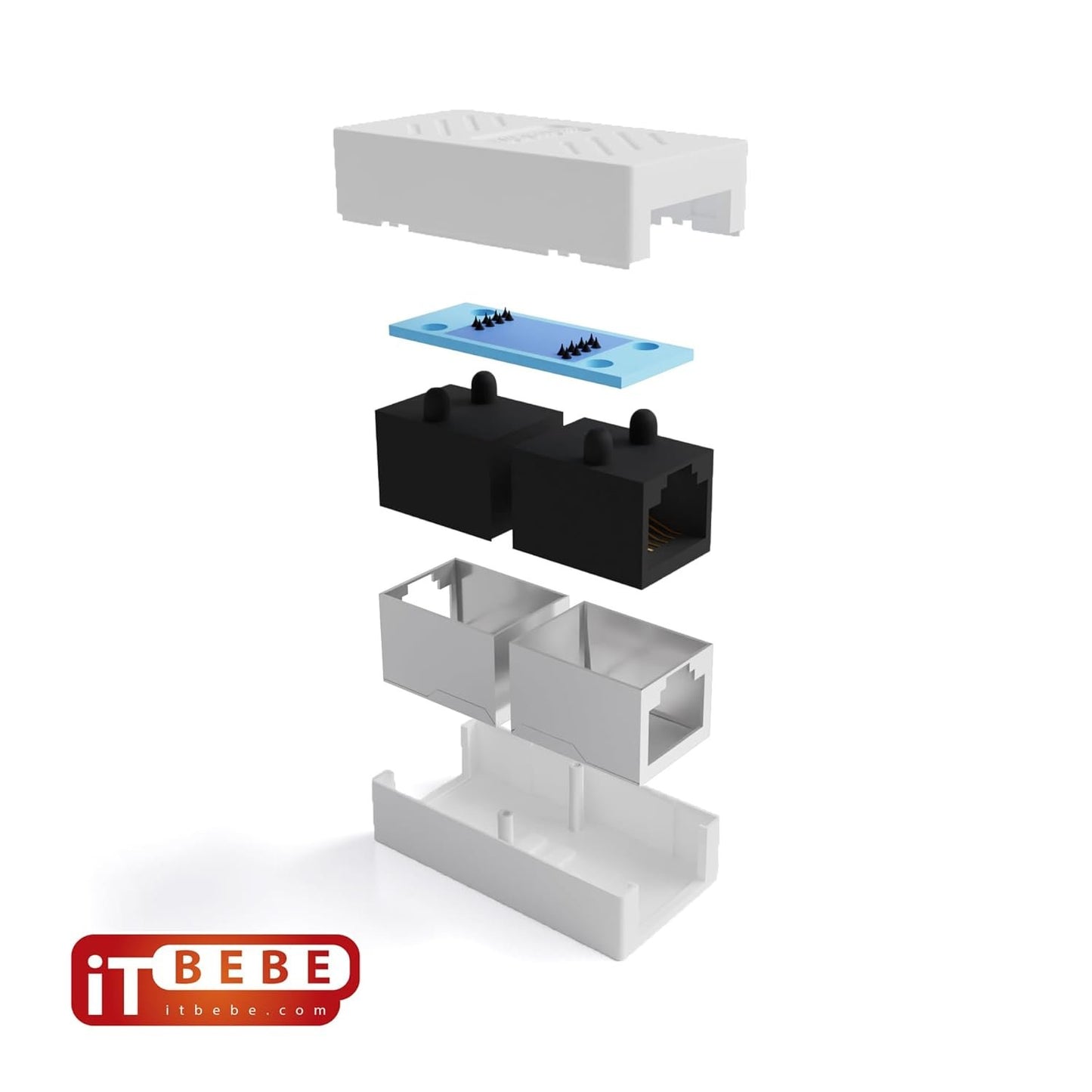 ITBEBE RJ45 in-Line Coupler Connector Cat6 Cat5e Ethernet Network Cable Extender Adapter (2-Pieces, White)