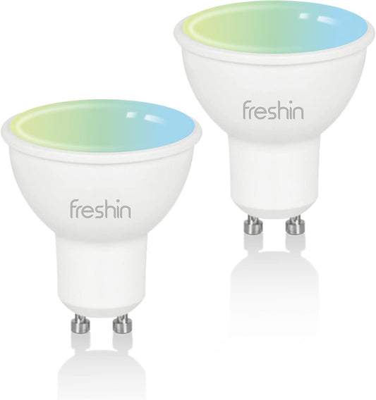 Smart Spotlight FRESHIN GU10 RGBCW WiFi LED Downlight Multicolor Lights Dimmable Changing 2.4Ghz Only, Compatible with Alexa, Google Home, No Hub Required (2)