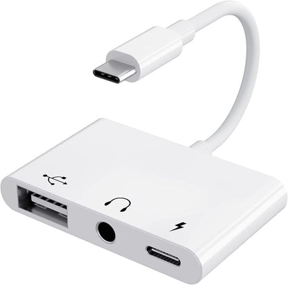 UWECAN USB C to 3.5mm Audio Jack Adapter, 3 in 1 USB C to USB Adapter with USB C to Aux Headphone Splitter and PD 60W Fast Charging for iPhone 15/15 Pro, iPad Pro, Samsung Galaxy Series, Pixel 7/6