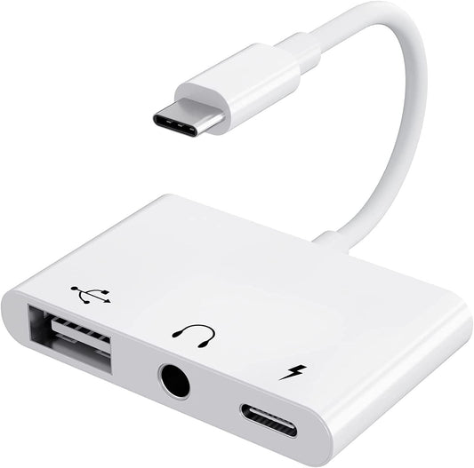 UWECAN USB C to 3.5mm Audio Jack Adapter, 3 in 1 USB C to USB Adapter with USB C to Aux Headphone Splitter and PD 60W Fast Charging for iPhone 15/15 Pro, iPad Pro, Samsung Galaxy Series, Pixel 7/6