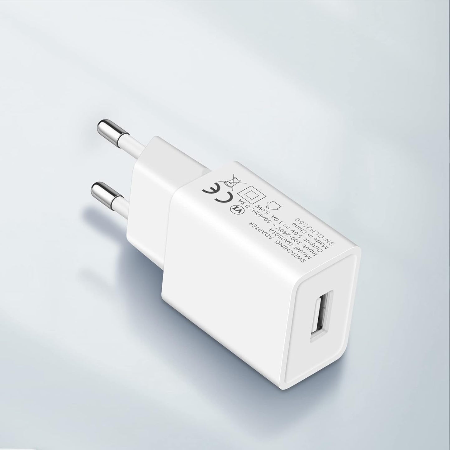 MatauMahi 5V1A USB Charger (White, Pack of 2), 5W USB Socket, USB Power Supply, Adapter Plug, Charger for Mobile Phones, Tablets, Powerbank, Bluetooth Headphones and More