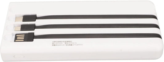 Solar Power Bank Portable 20000mAh Phone, Support Power Display 3 Output and 1 Input Cables and Flashlight, Portable Solar for Hiking Fishing and Traveling (White)