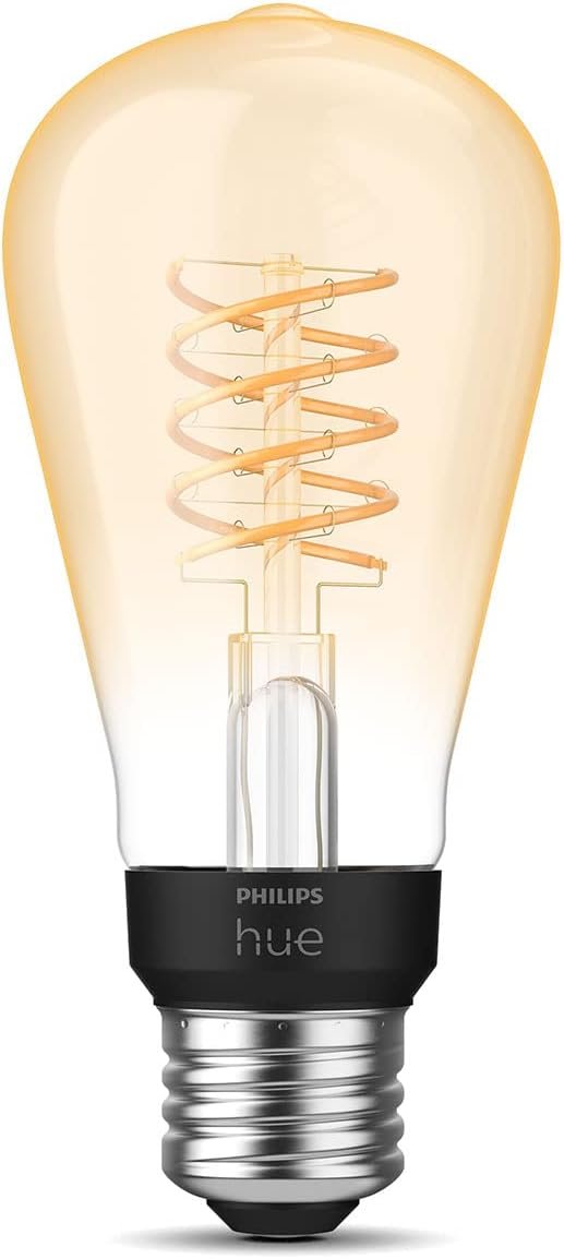 Philips Hue Smart 60W ST19 Filament LED Bulb - Soft Warm White Light - 2 Pack - 550LM - E26 - Indoor - Control with Hue App - Compatible with Alexa, Google Assistant and Apple Homekit.