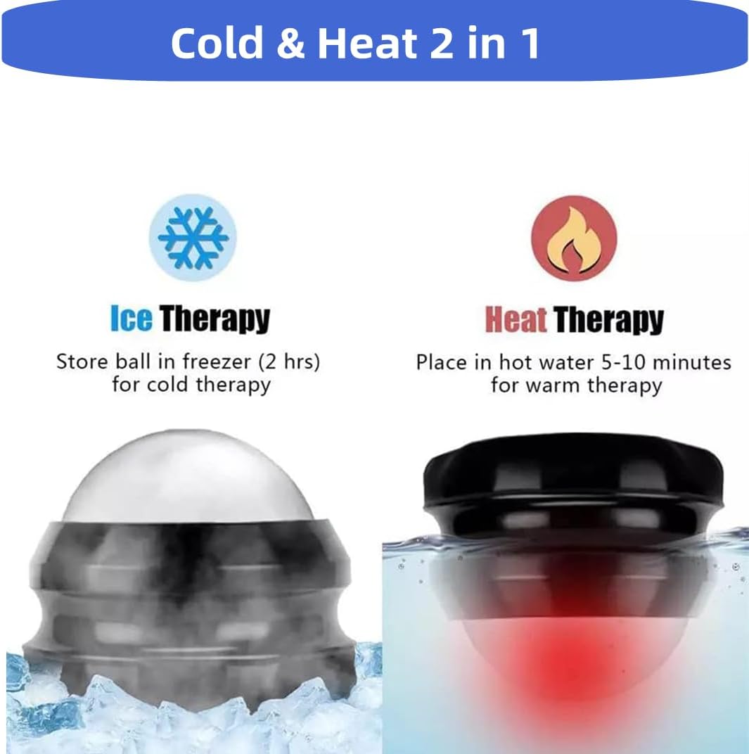 IREES Cold Massage Roller Ball,Manual Massage Ball Roller for Ice and Heat Therapy,Deep Tissue Massage Ball for Sore Muscles,Joint Pain,Muscle Recovery (White)